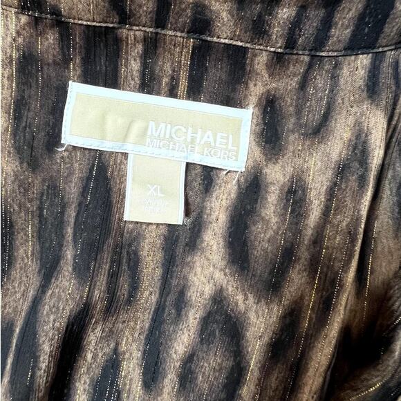 Michael Kors sheer animal print, button down, blouse, women's size XL - Picture 4 of 8